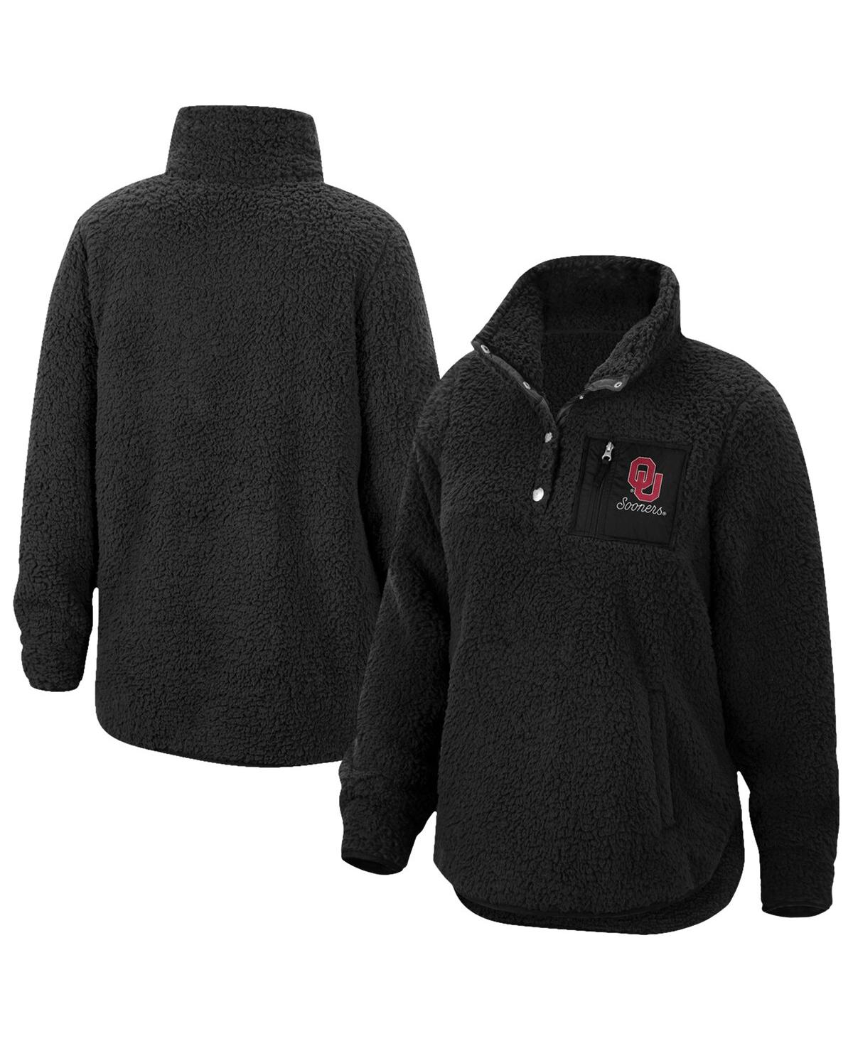 Top Of The World Black Oklahoma Sooners Sierra Sherpa Quarter-snap Jacket In Black