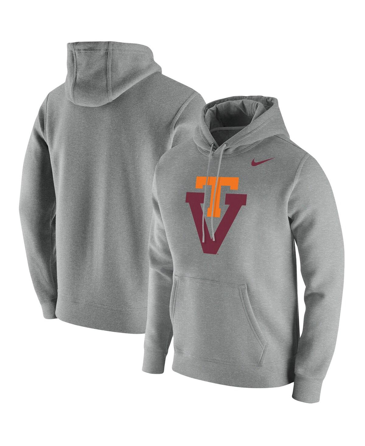 Shop Nike Men's  Heathered Gray Virginia Tech Hokies Vintage-like School Logo Pullover Hoodie