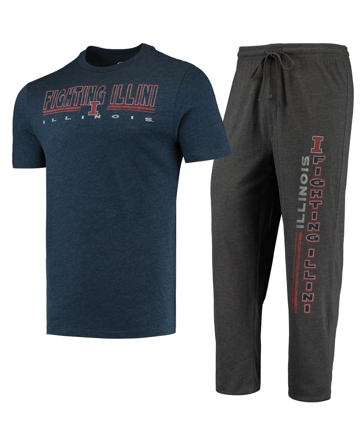 Men's Concepts Sport Navy Illinois Fighting Illini Meter T-shirt and Pants Sleep Set - Navy