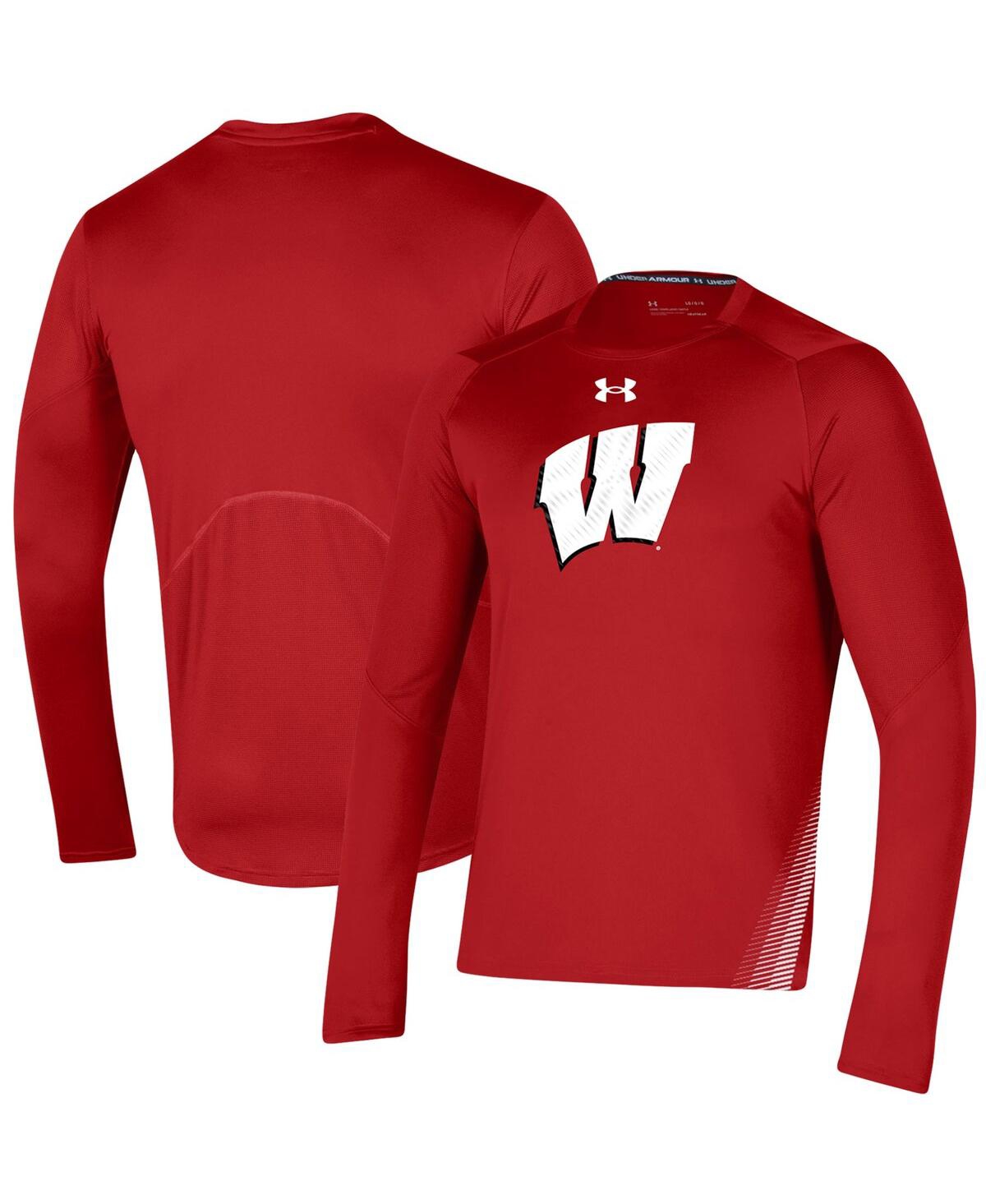 Shop Under Armour Men's  Red Wisconsin Badgers 2021 Sideline Training Performance Long Sleeve T-shirt
