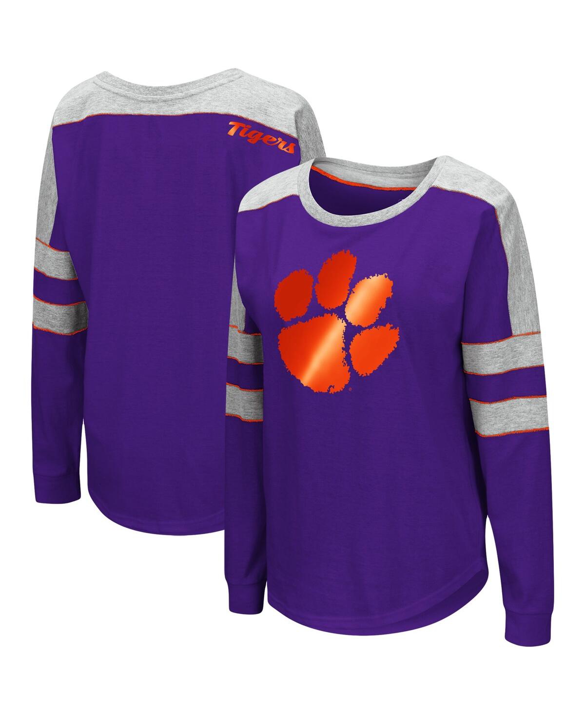 Women's ColosseumClemson Tigers Trey Dolman Long Sleeve T-shirt - Purple