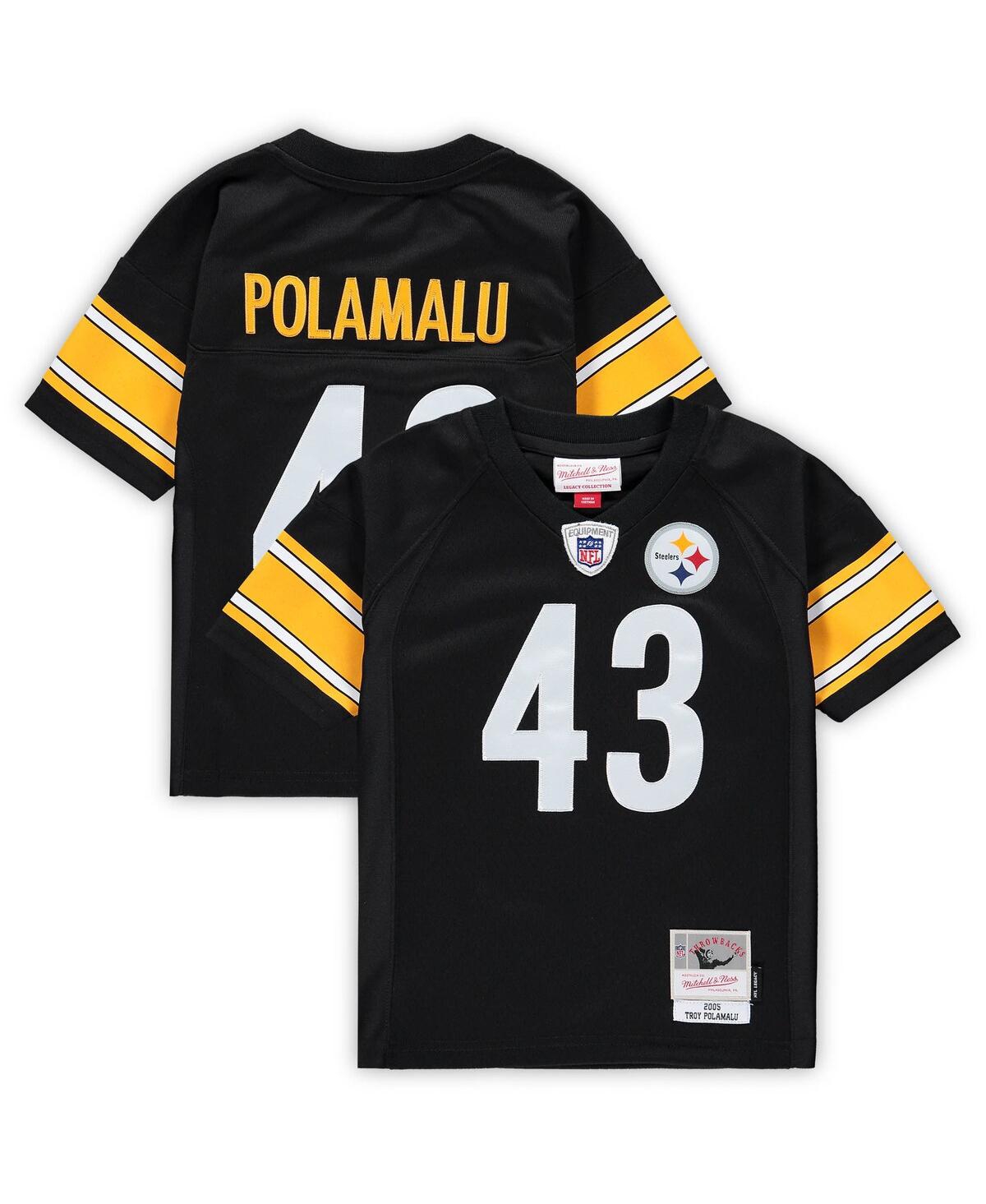 Preschool Boys and Girls Mitchell & Ness Troy PolamaluPittsburgh Steelers Retired Legacy Jersey - Black