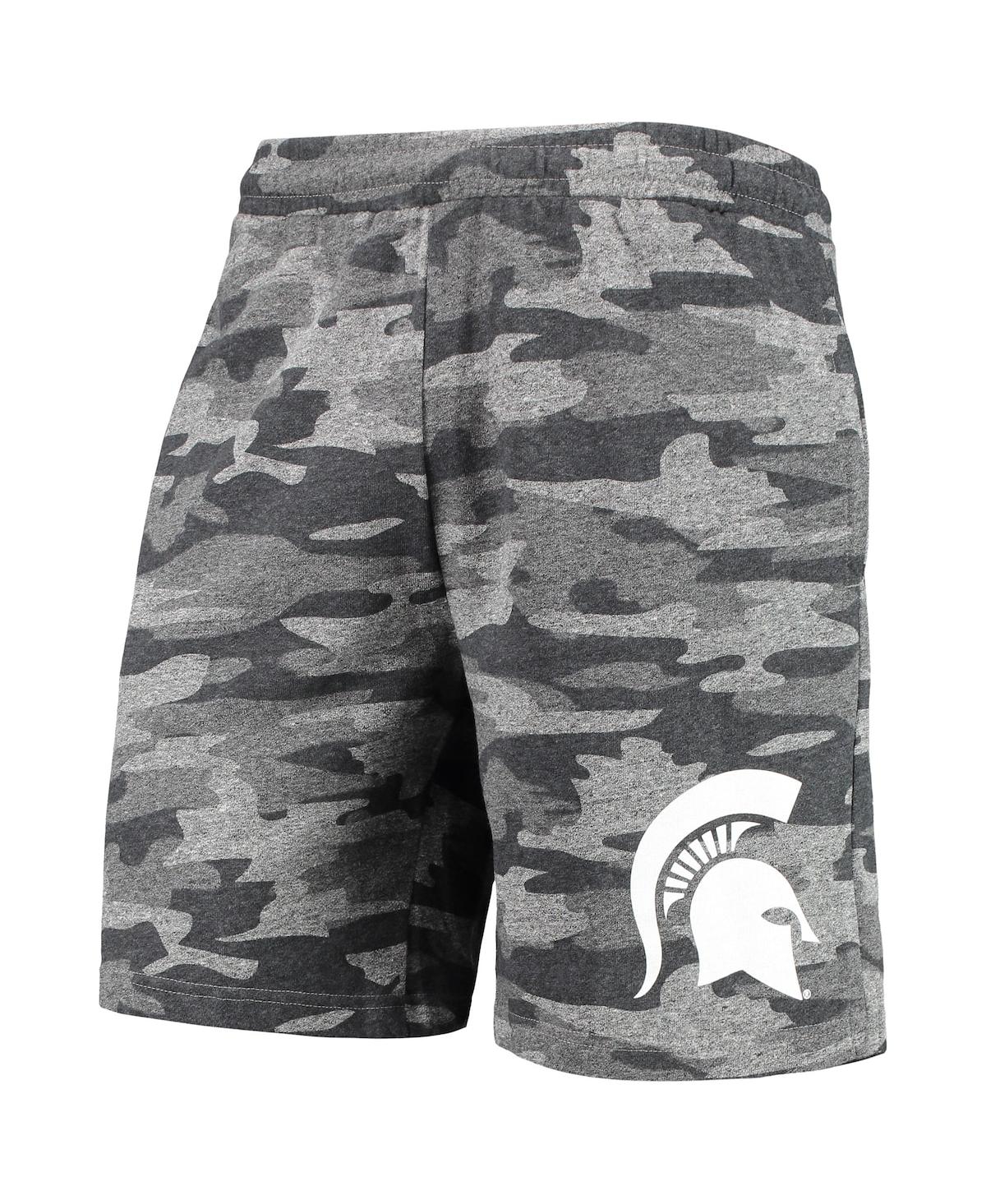 Concepts Sport Men's  Charcoal, Gray Michigan State Spartans Camo Backup Terry Jam Lounge Shorts In Charcoal,gray