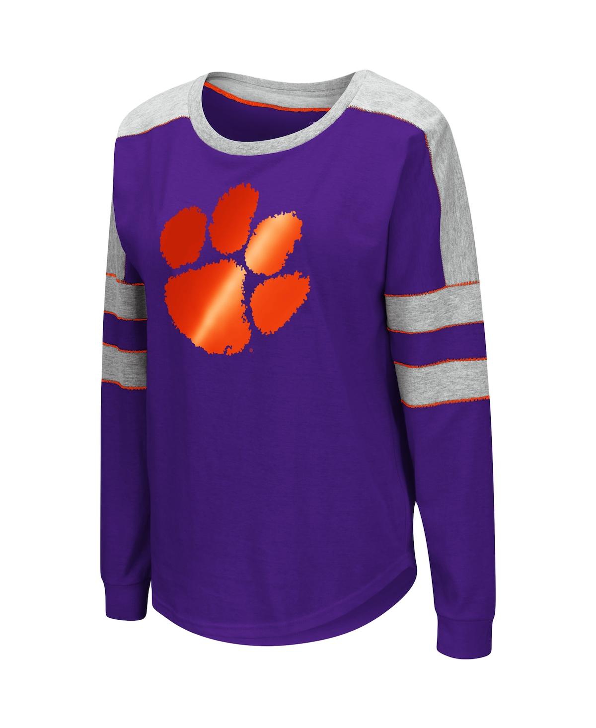 Women's ColosseumClemson Tigers Trey Dolman Long Sleeve T-shirt - Purple