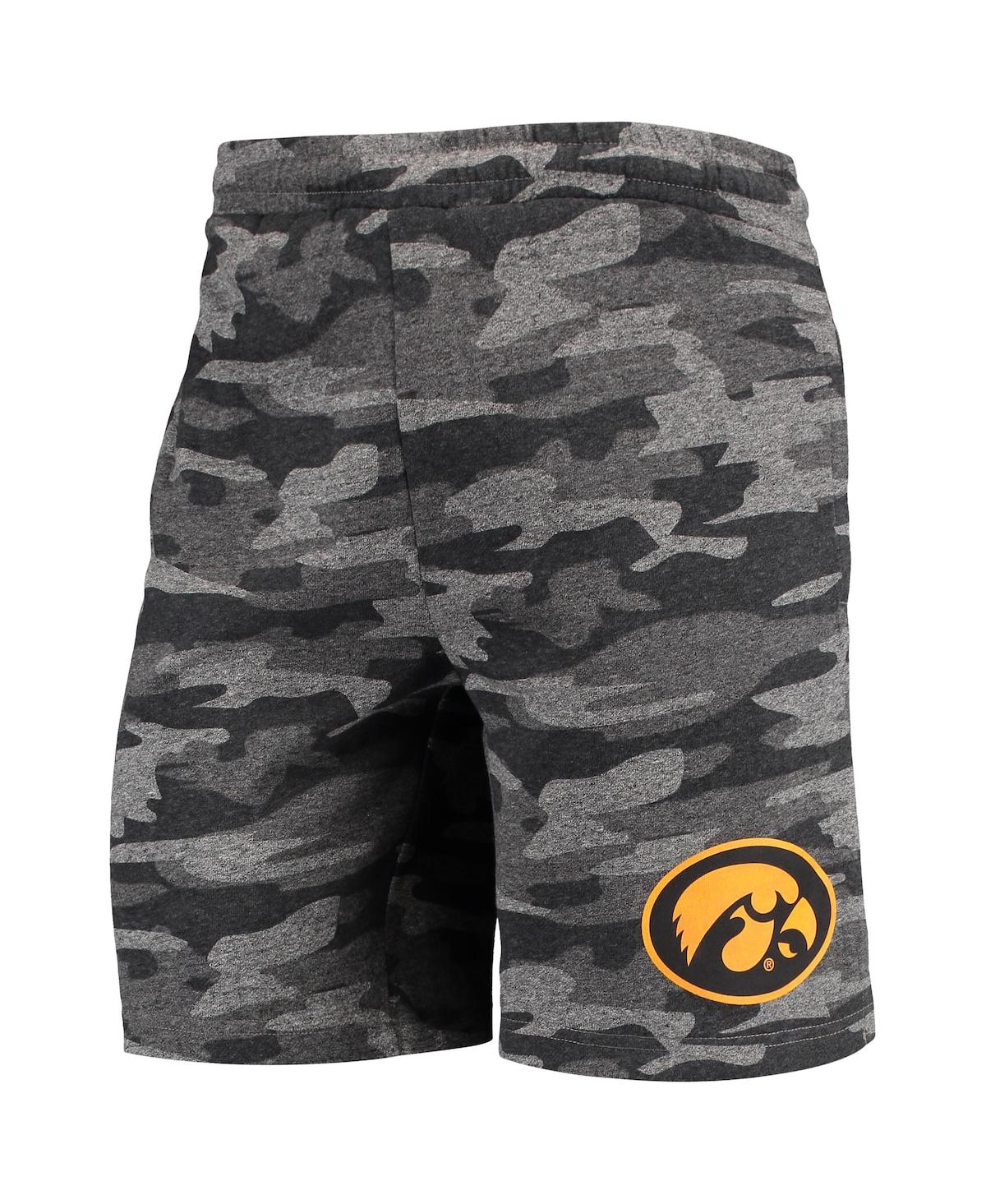 Concepts Sport Men's  Charcoal, Gray Iowa Hawkeyes Camo Backup Terry Jam Lounge Shorts In Charcoal,gray