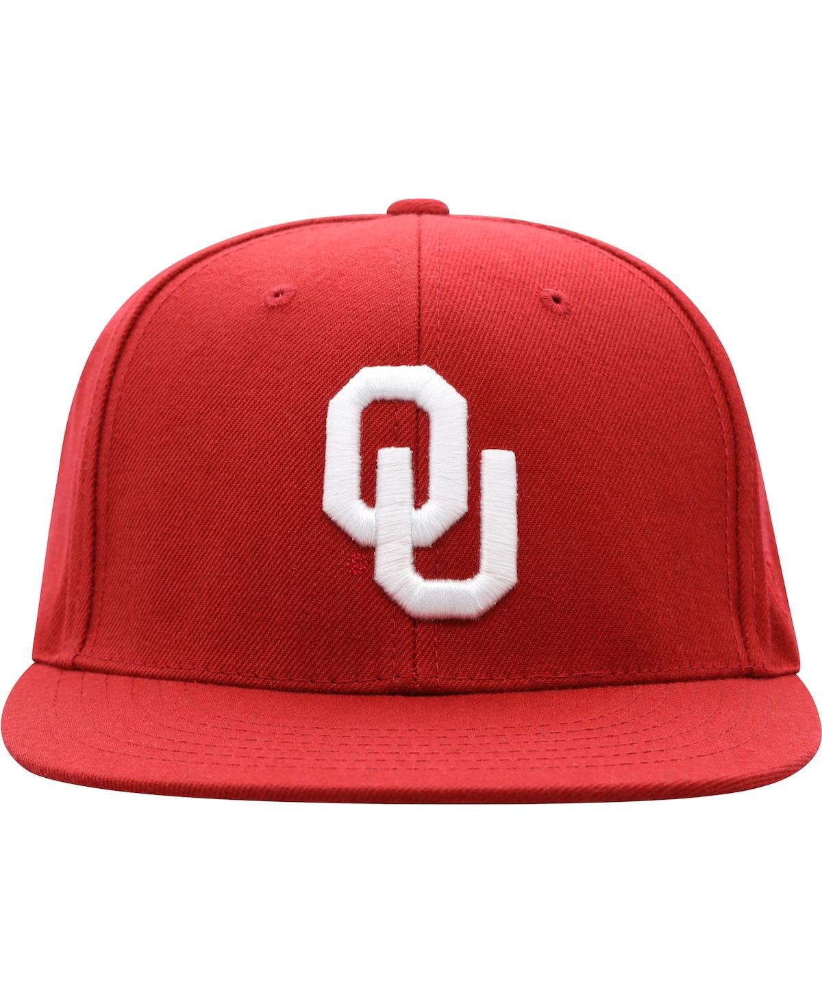 Shop Top Of The World Men's  Crimson Oklahoma Sooners Team Color Fitted Hat