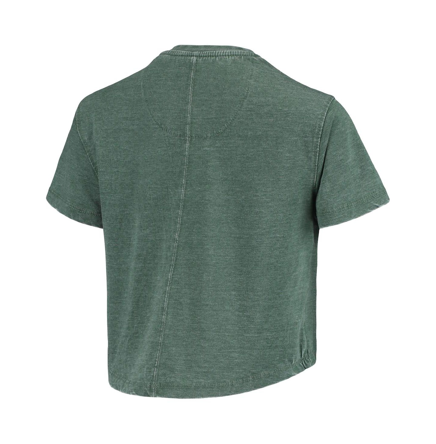 Женская футболка Mitchell & Ness Pressbox Green Michigan State Spartans Edith Vintage-Inspired Burnout Crop — фото 4