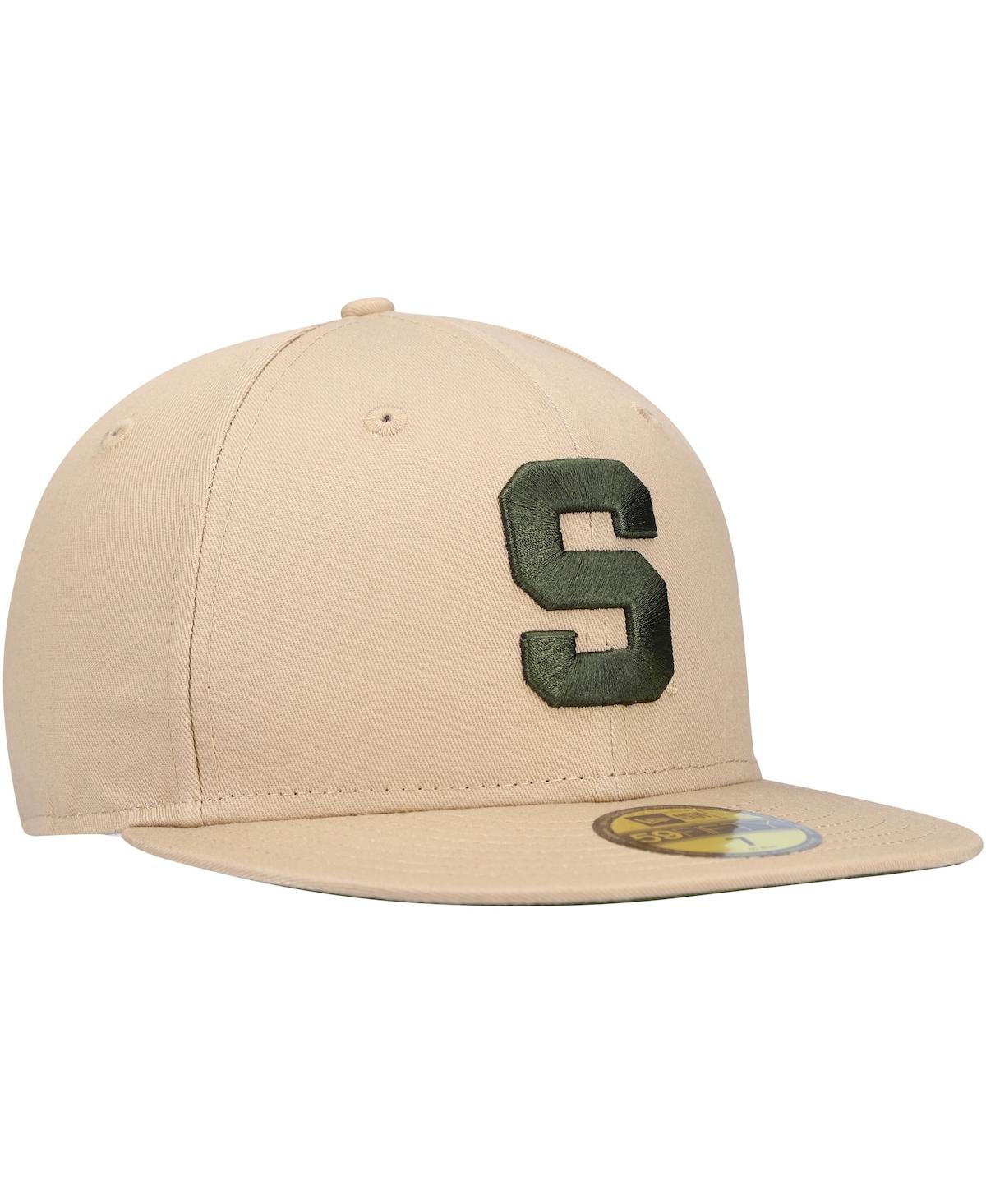 NEW ERA MEN'S NEW ERA TAN MICHIGAN STATE SPARTANS CAMEL & RIFLE 59FIFTY FITTED HAT 