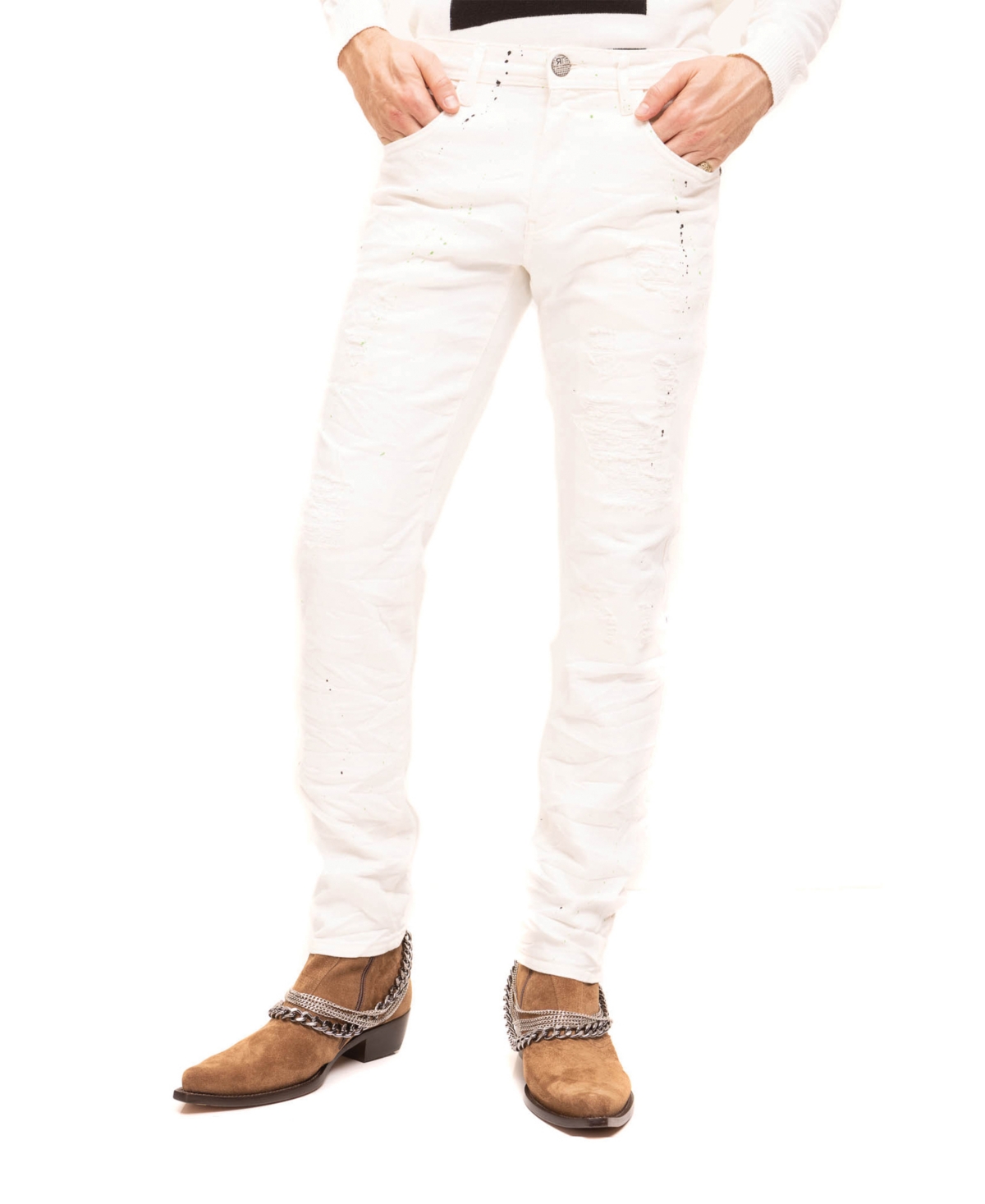 Men's Modern Painted Denim Jeans - White