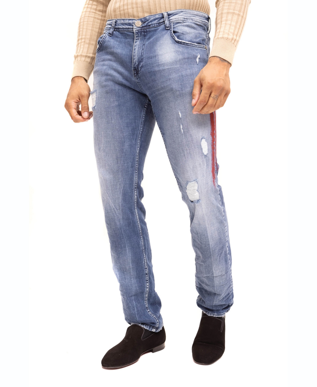 Shop Ron Tomson Men's Modern Stripe Denim Jeans In Indigo