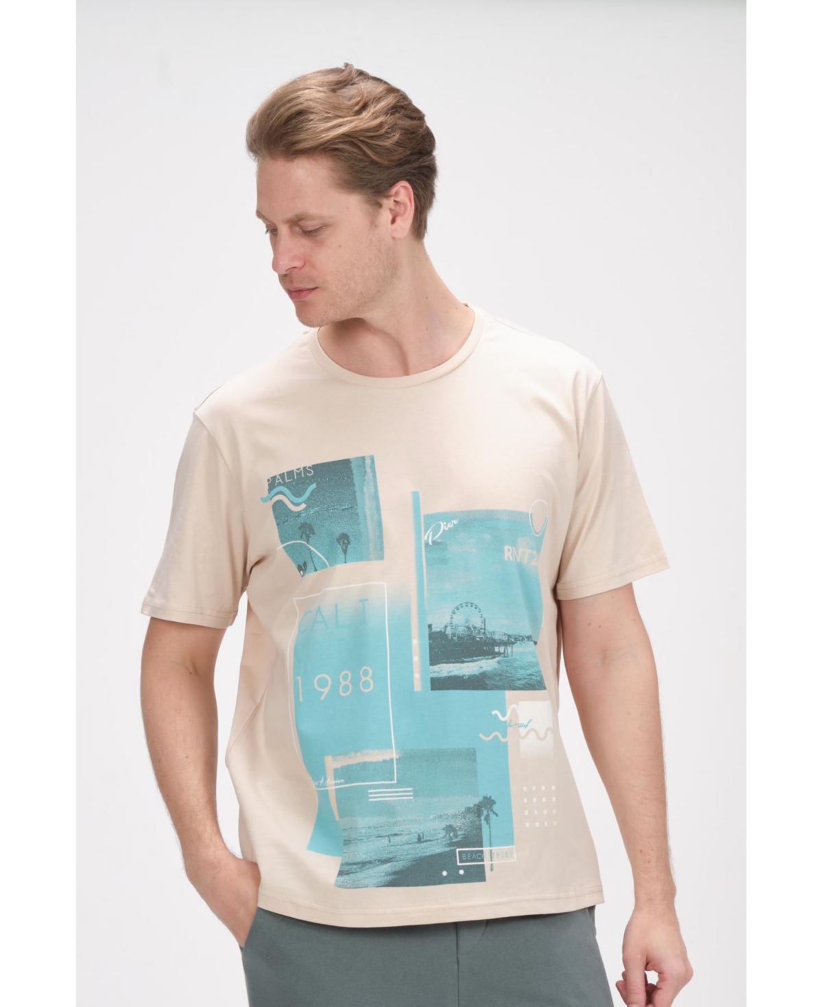 Ron Tomson Men's Modern Print Fitted Cali T-shirt