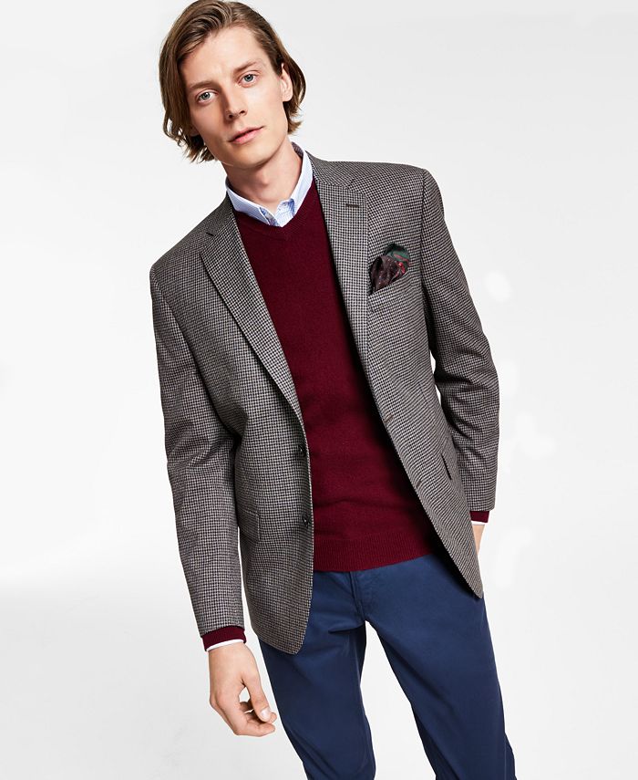 Lauren Ralph Lauren Men's Classic-Fit UltraFlex Stretch Houndstooth Check Sport Coat Blue Size 56