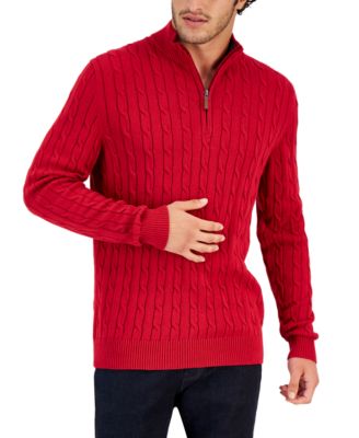 Red Quarter-Zip Men's Sweaters 