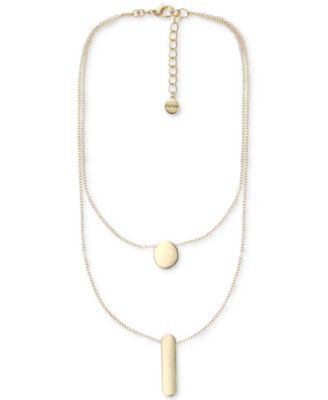 Photo 1 of Alfani Gold-Tone Geometric Layered Pendant Necklace, 16" + 2" extender, 