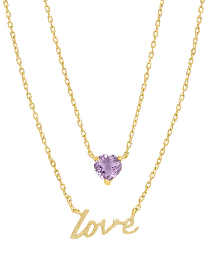 Macy s Amethyst Heart Love Layered Necklace 3 8 ct. t.w. in