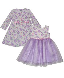 Toddler Girls Floral and Tulle Fit-and-Flare Dress and Floral Swing Coat, 2-Piece Set