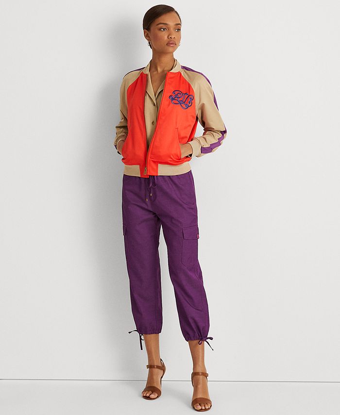 Lauren Ralph Lauren Embroidered Satin Bomber Jacket - Macy's