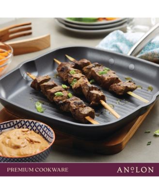 Accolade Forged Hard-Anodized Nonstick Square Grill Pan, 11-Inch, Moonstone