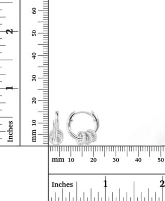 Cubic Zirconia Rondelle Small Huggie Hoop Earrings in Sterling Silver, 0.61"