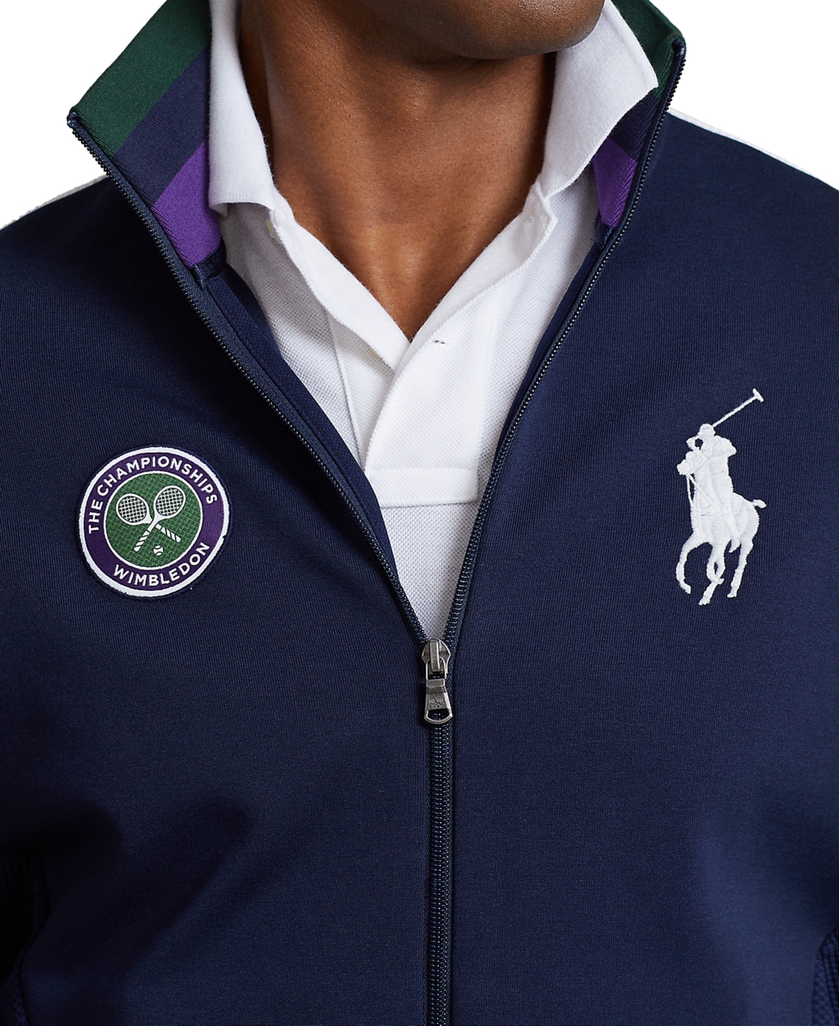 Shop Polo Ralph Lauren Men's Wimbledon Ballperson Jacket In French Navy,pure White