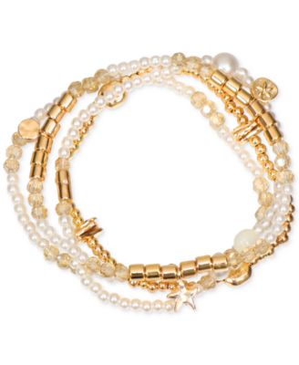 Photo 1 of Gold-Tone 4-Pc. Set Star Charm Mixed Bead Stretch Bracelets