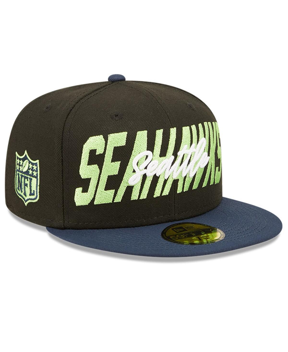 Shop New Era Men's  Black And Navy Seattle Seahawks 2022 Nfl Draft On Stage 59fifty Fitted Hat In Black,navy