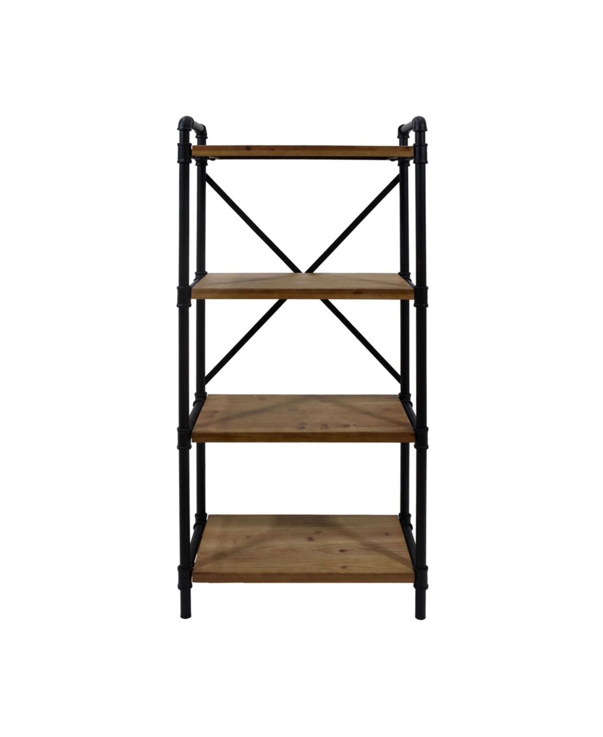 Noble House Greenwood Industrial 4 Shelf Firwood Bookcase In Antique Brown