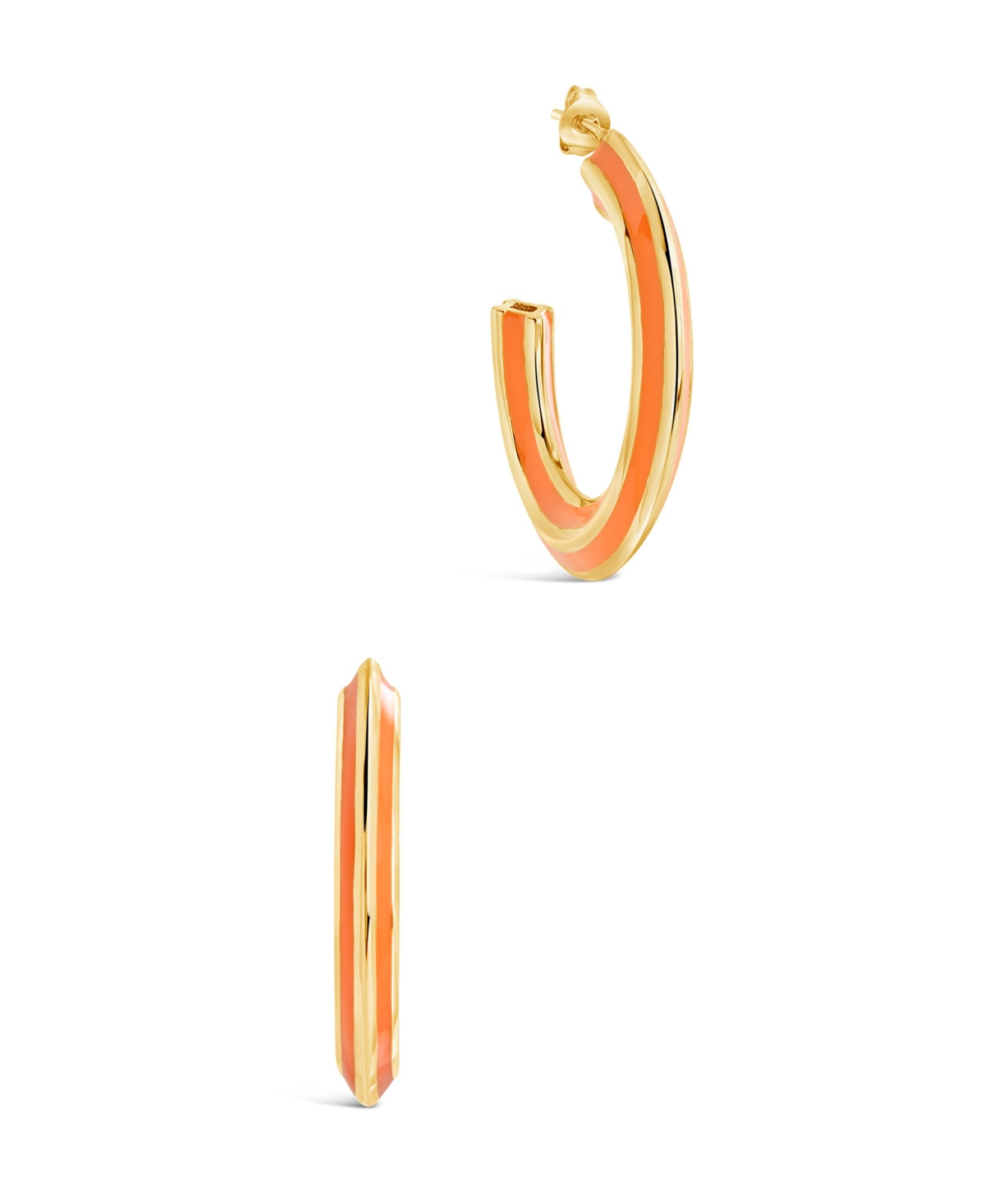 Sterling Forever Faven Enamel Hoop Earrings In Gold