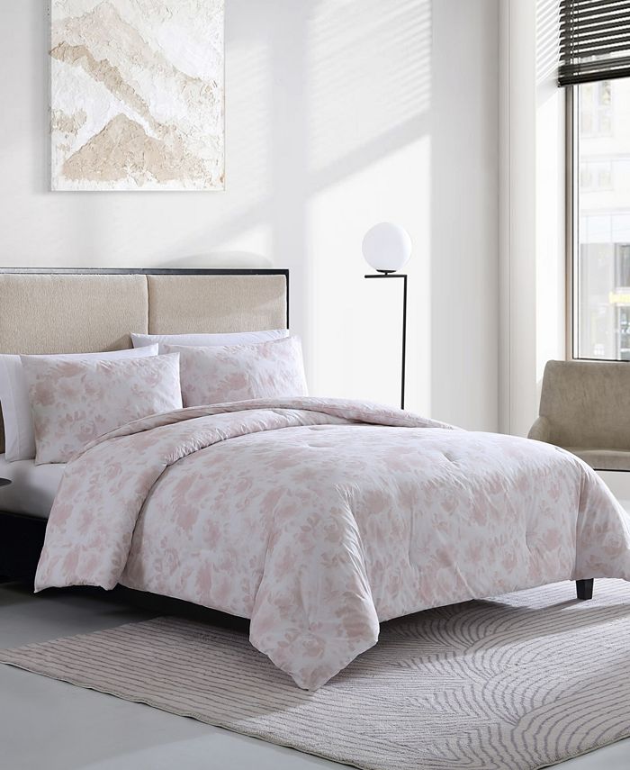 Vera Wang CLOSEOUT! 3 Piece Watercolor Floral Duvet Cover Set, Queen