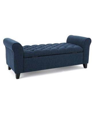 Keiko Contemporary Rolled Arm Storage Ottoman Bench