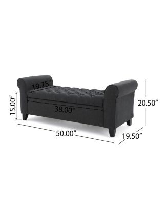 Keiko Contemporary Rolled Arm Storage Ottoman Bench