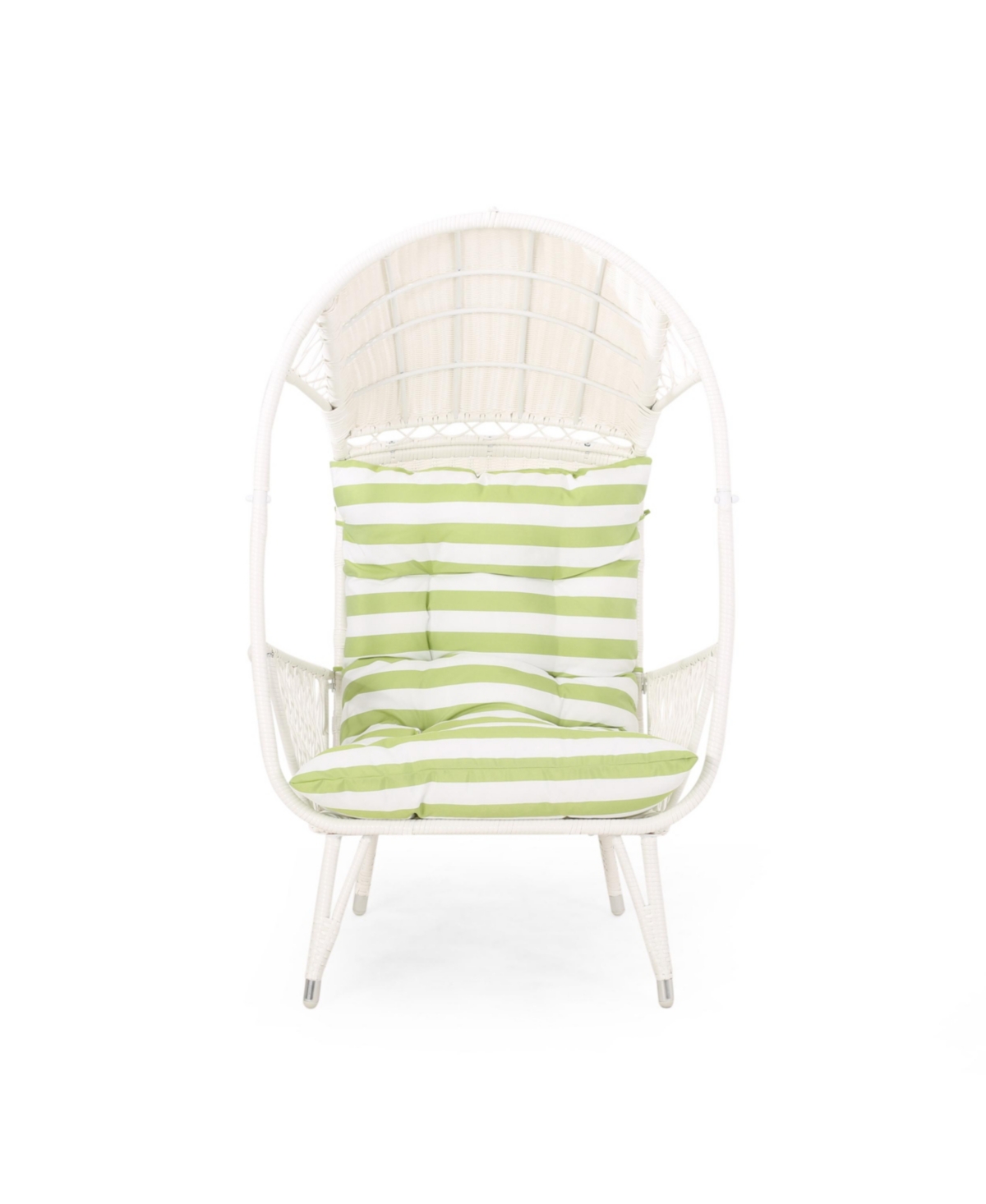 Noble House Malia Outdoor Standing Basket Chair With Cushion In White