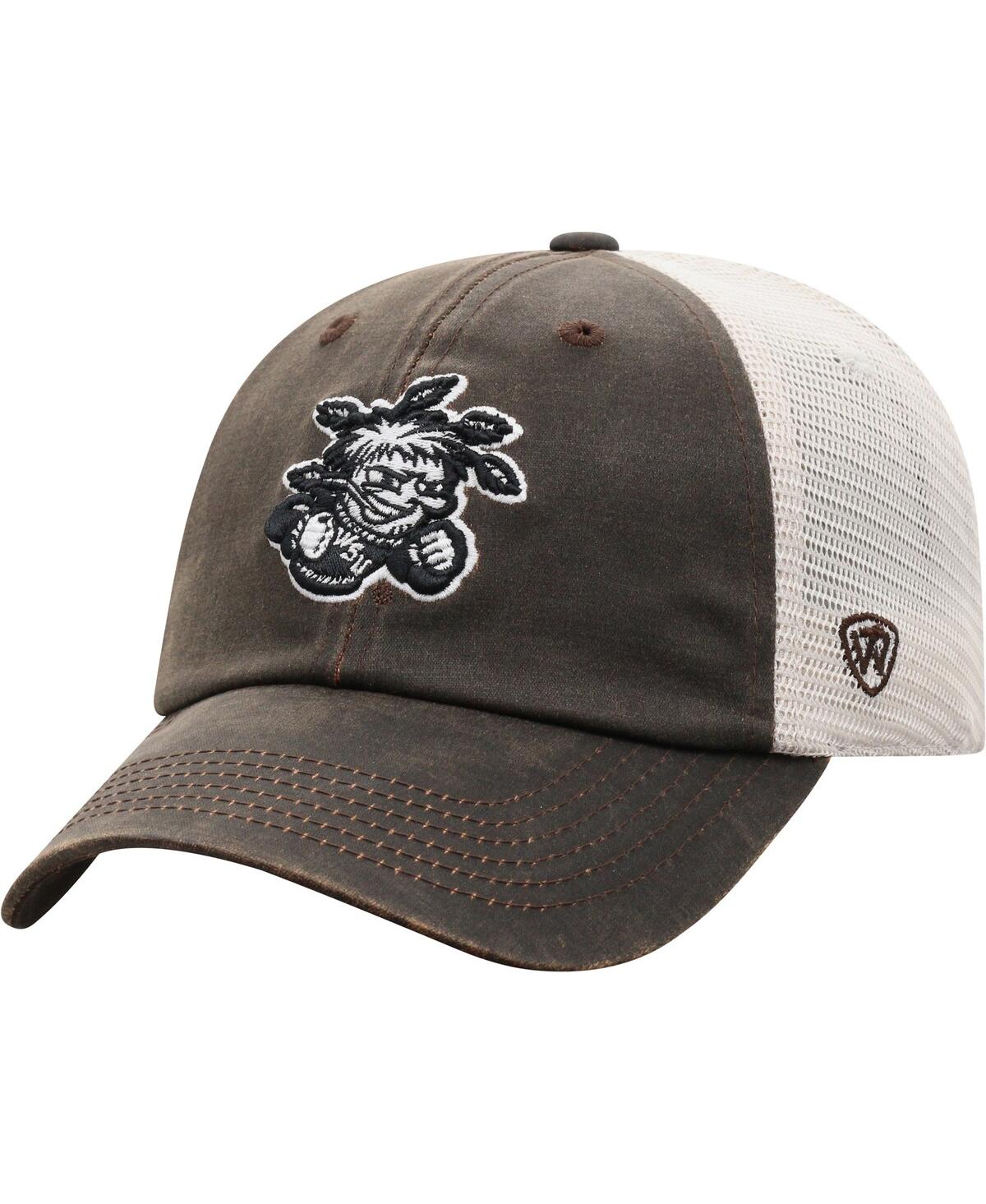 Shop Top Of The World Men's  Brown Wichita State Shockers Scat Mesh Trucker Snapback Hat