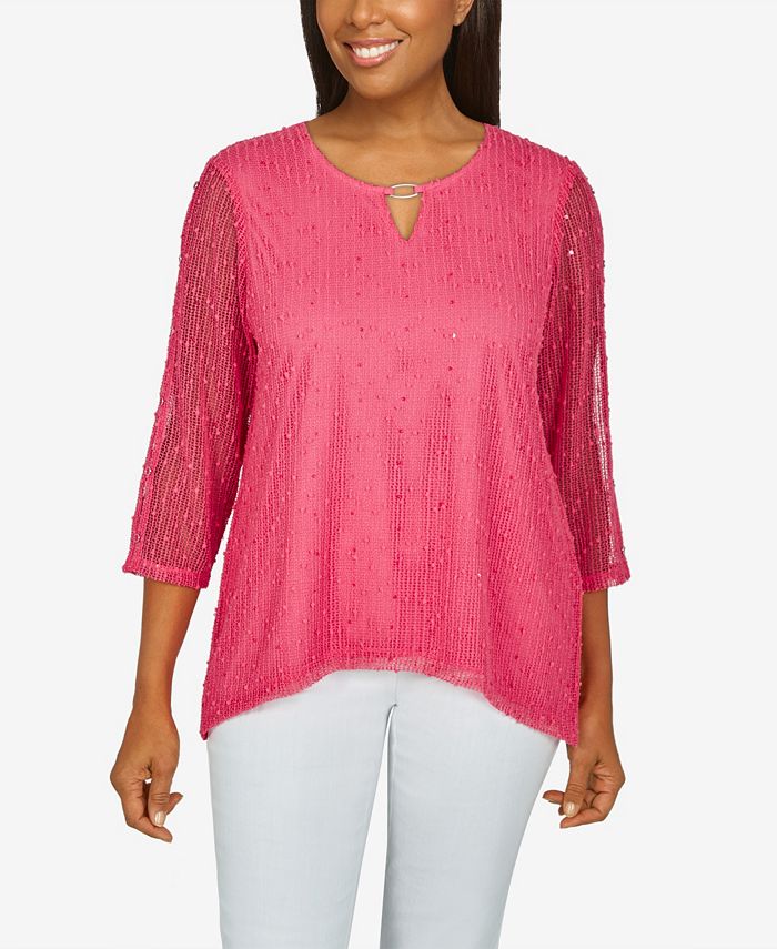 Alfred Dunner Petite Size Classics Popcorn Knit Top - Macy's