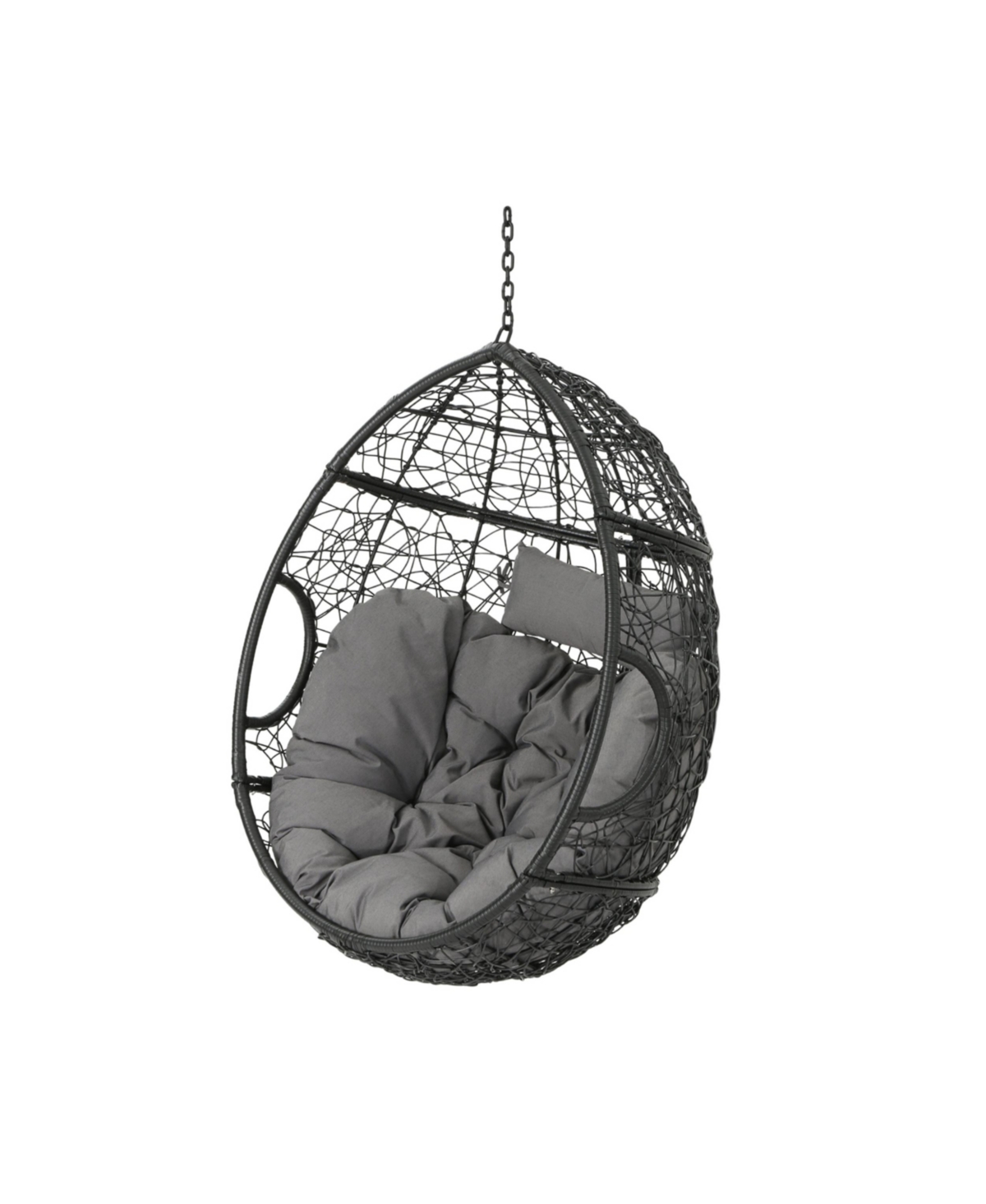 Noble House Kyle Indoor And Outdoor Hanging Basket Chair In Gray