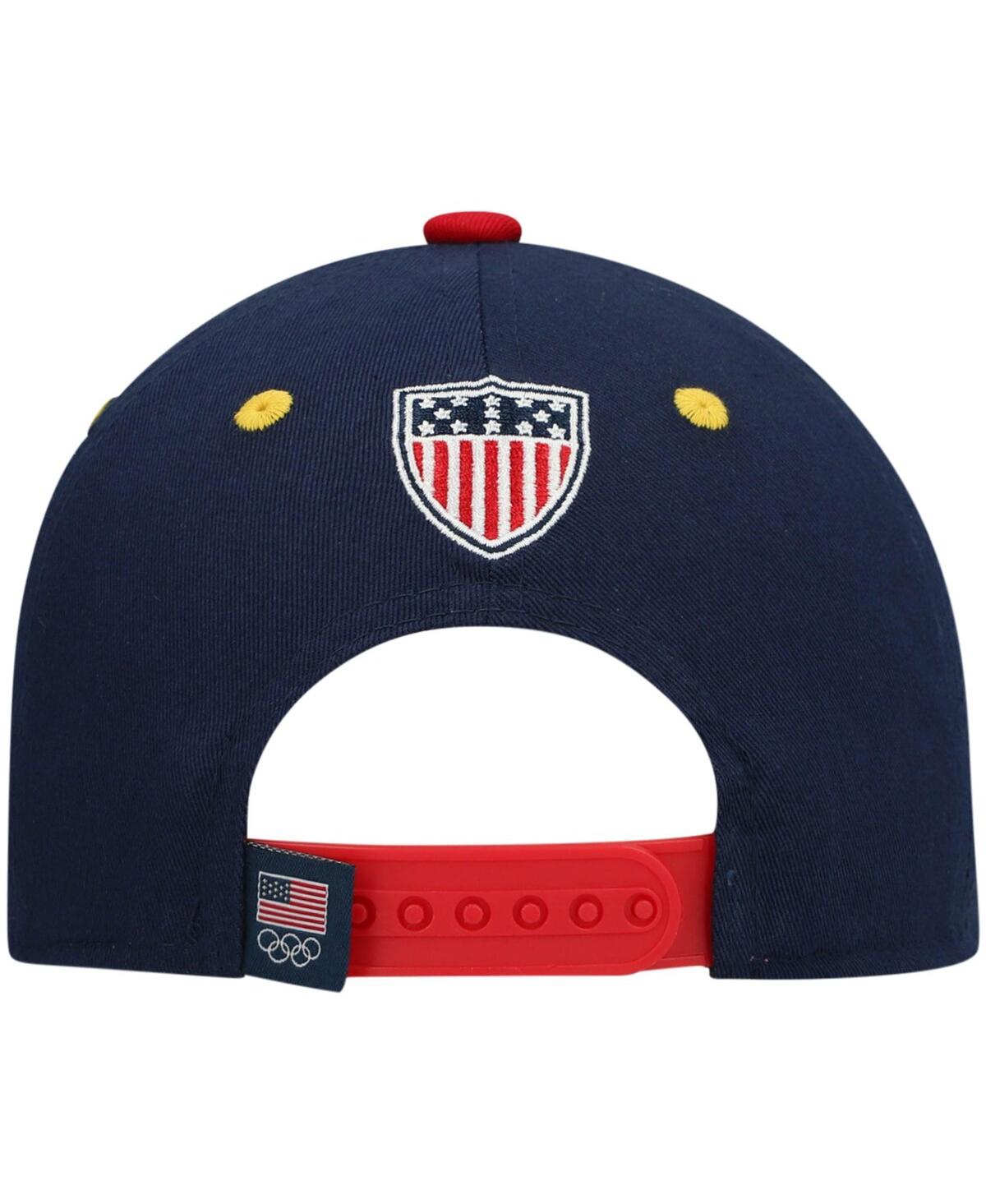 Outerstuff Big Boys Heathered Gray And Navy Team Usa Snow Peak Patch Precurved Snapback Hat In Heathered Gray,navy