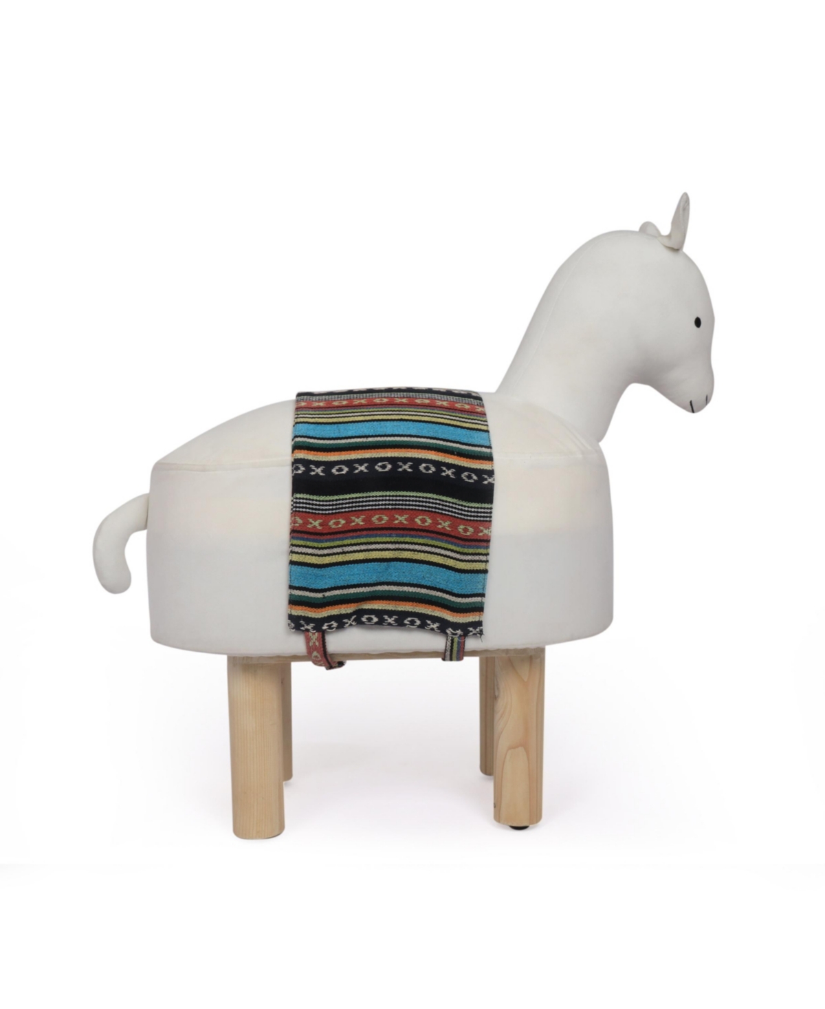 Noble House Patton Handcrafted Contemporary Kids Llama Ottoman In White