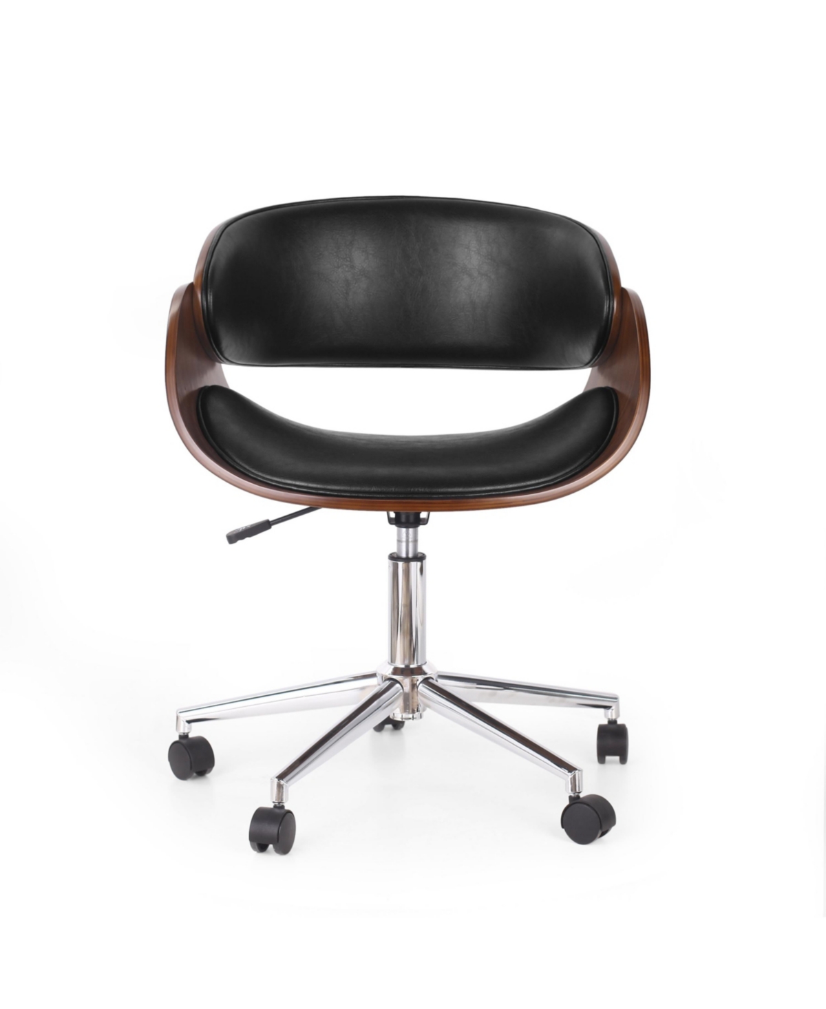 Noble House Brinson Mid-century Modern Upholstered Swivel Office Chair In Black
