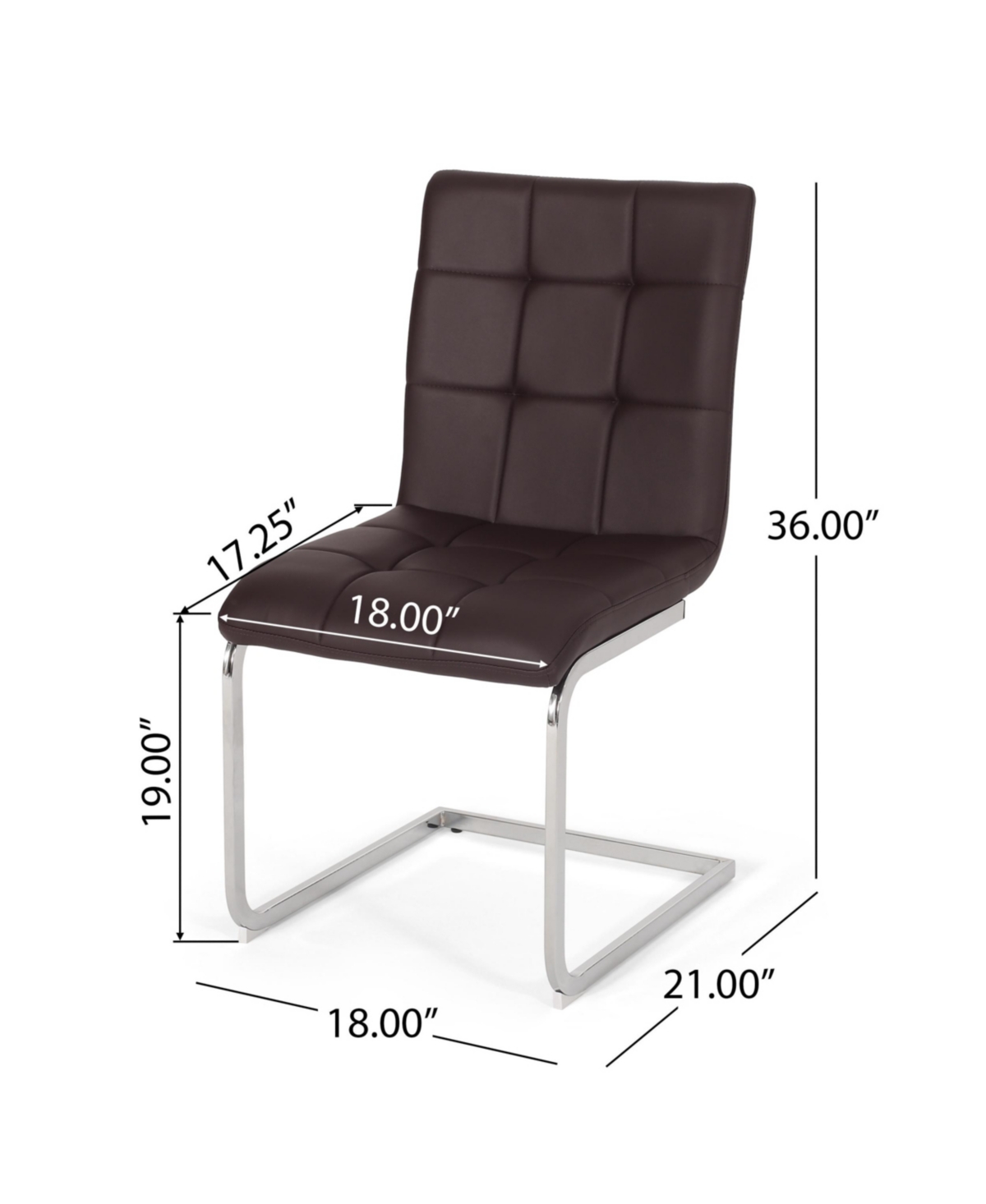 Noble House Vess Modern Upholstered Waffle Stitch Dining Chairs Set, 2 Piece In Dark Brown