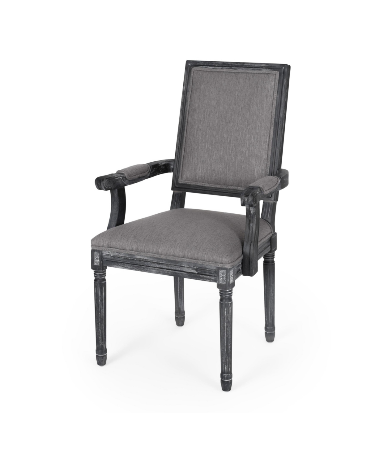 Noble House Maria French Country Wood Upholstered Dining Chair Set, 2 Piece In Gray