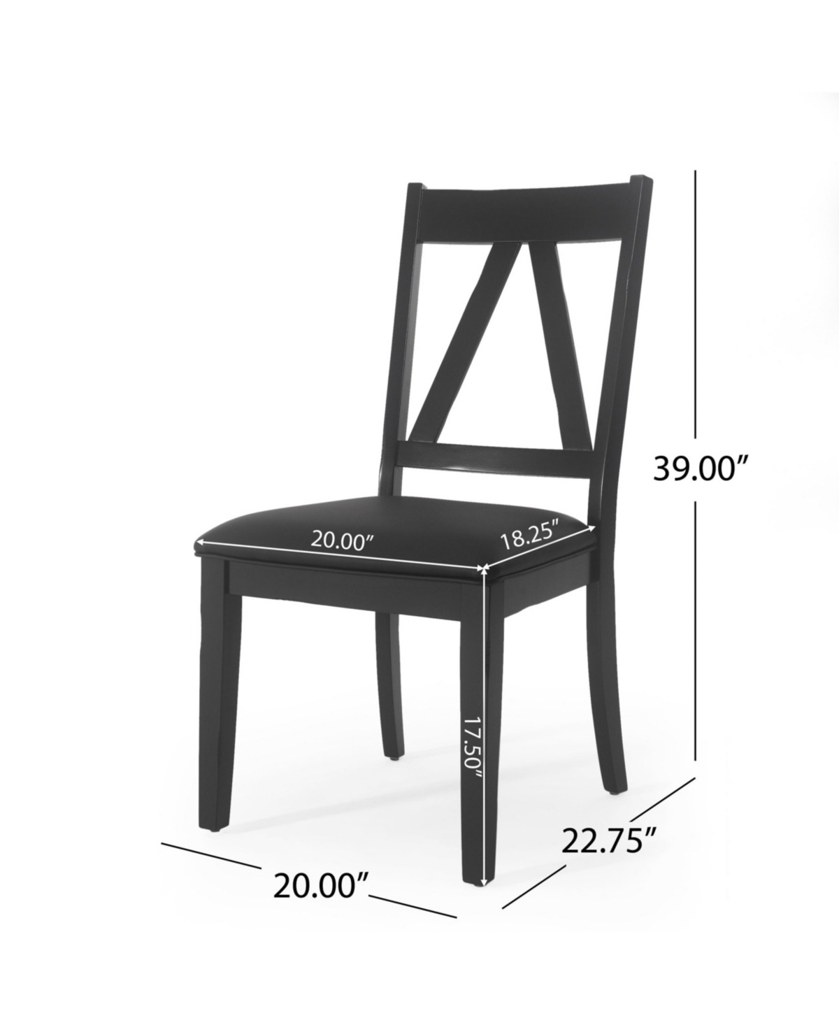Noble House Fairgreens Farmhouse Upholstered Wood Dining Chairs Set, 2 Piece In Black