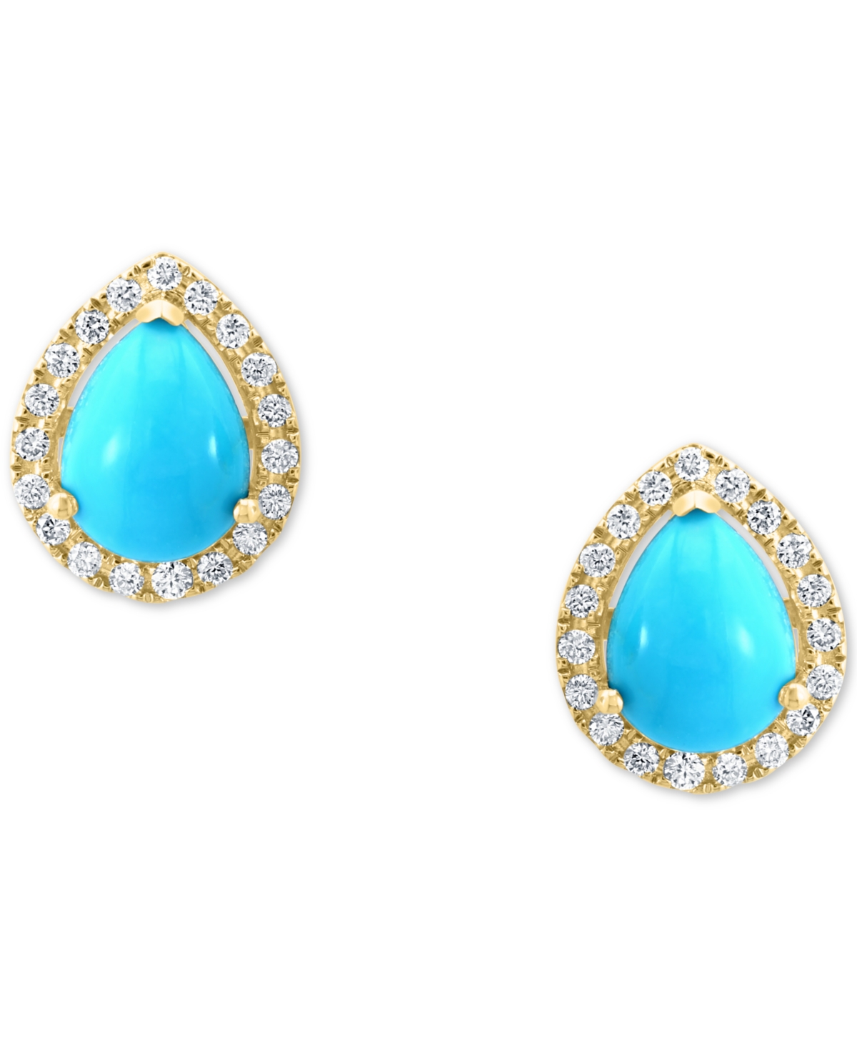 Effy Turquoise & Diamond (1/5 ct. t.w.) Halo Stud Earrings in 14k Gold - 14K Yellow Gold