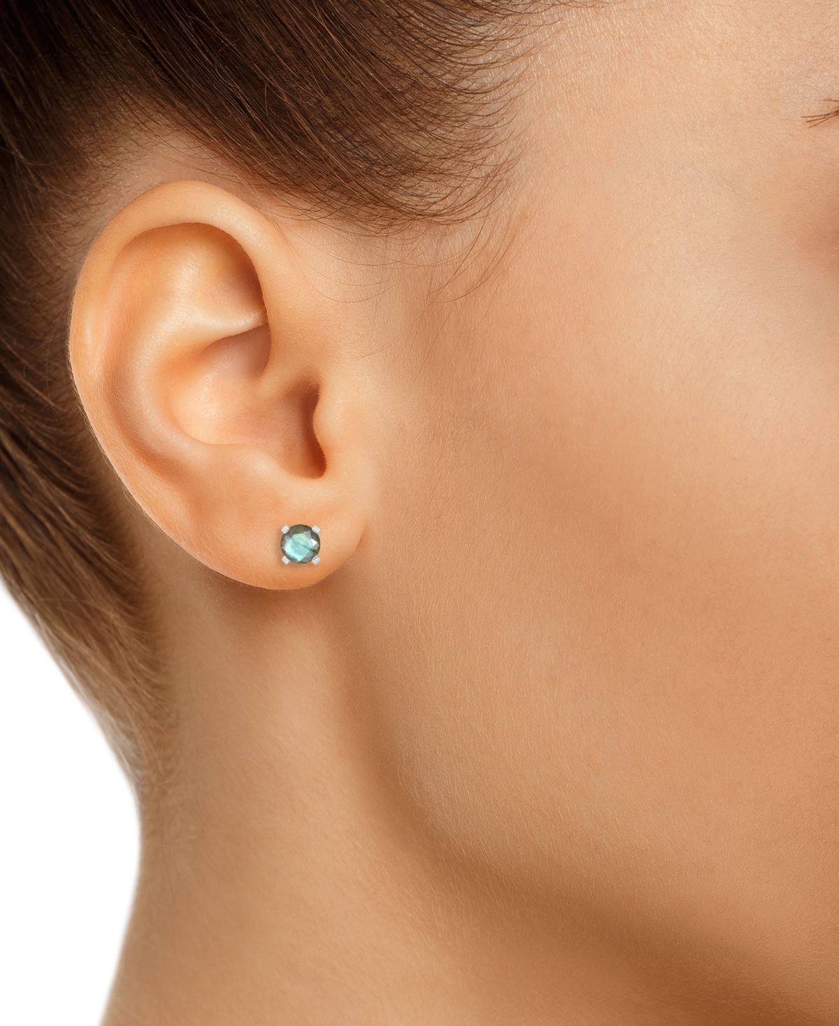 Stud Earrings in 14k Gold (Also in Onyx & Turquoise) - Labradorite/White Gpld