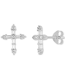 Sterling Silver Cross Stud Earrings es147 