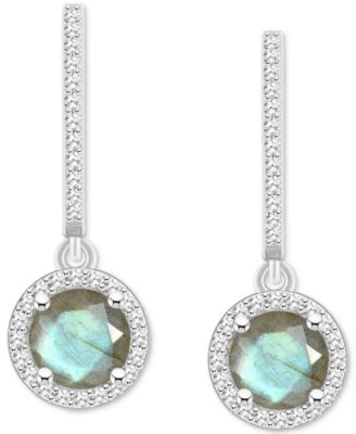  Cultured Freshwater Pearl& Diamond (1/3 ct. t.w.) Halo Leverback Earrings in Sterling Silver (Also in Onyx, Turquoise, & Labradorite)