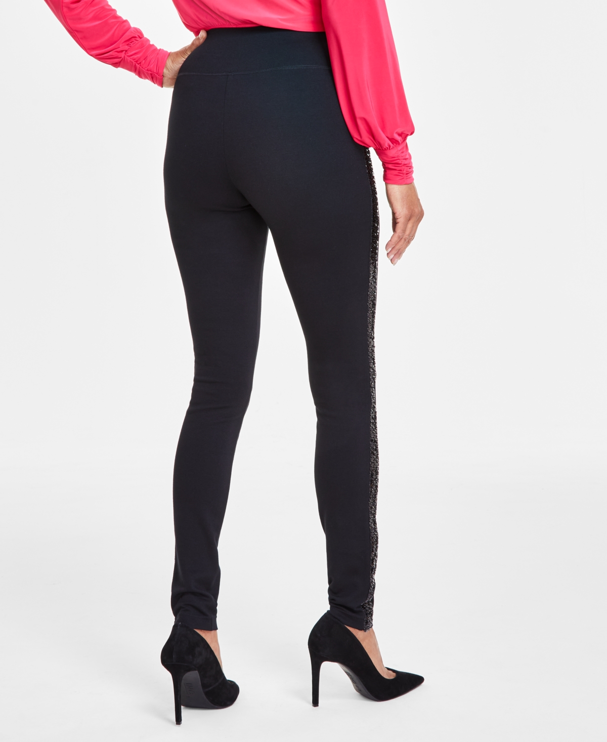 I.n.c. International Concepts Women's Sequin-Trim Pull-On Ponte Pants, Created for Macy's