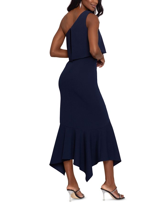 XSCAPE OneShoulder Popover HighLow Sheath Dress Macy's