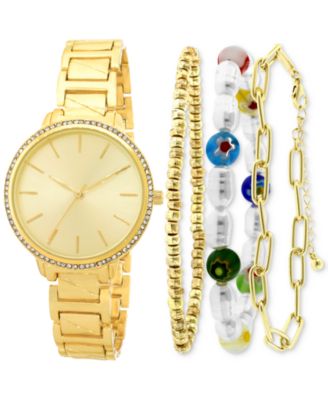 Photo 1 of INC International Concepts Women's Gold-Tone Bracelet Watch 35mm & 3-Pc. Bracelet Set,