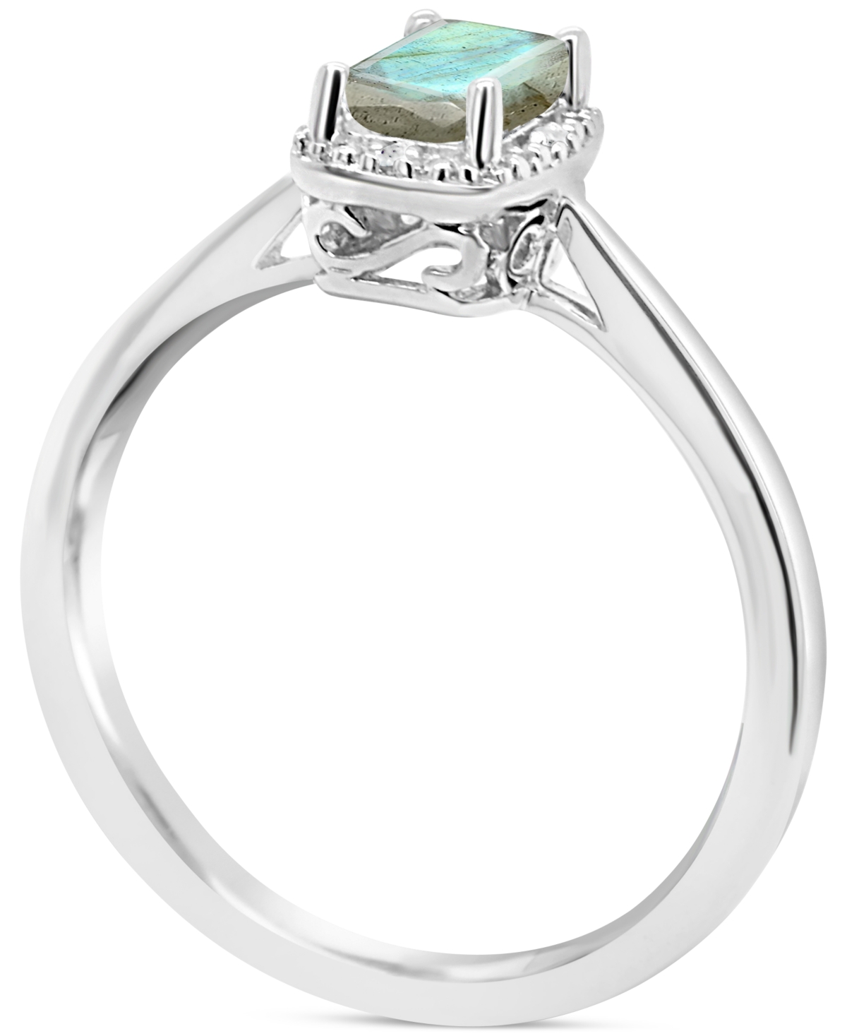 & Diamond Accent Ring in Sterling Silver (Also in Onyx & Turquoise) - Labradorite