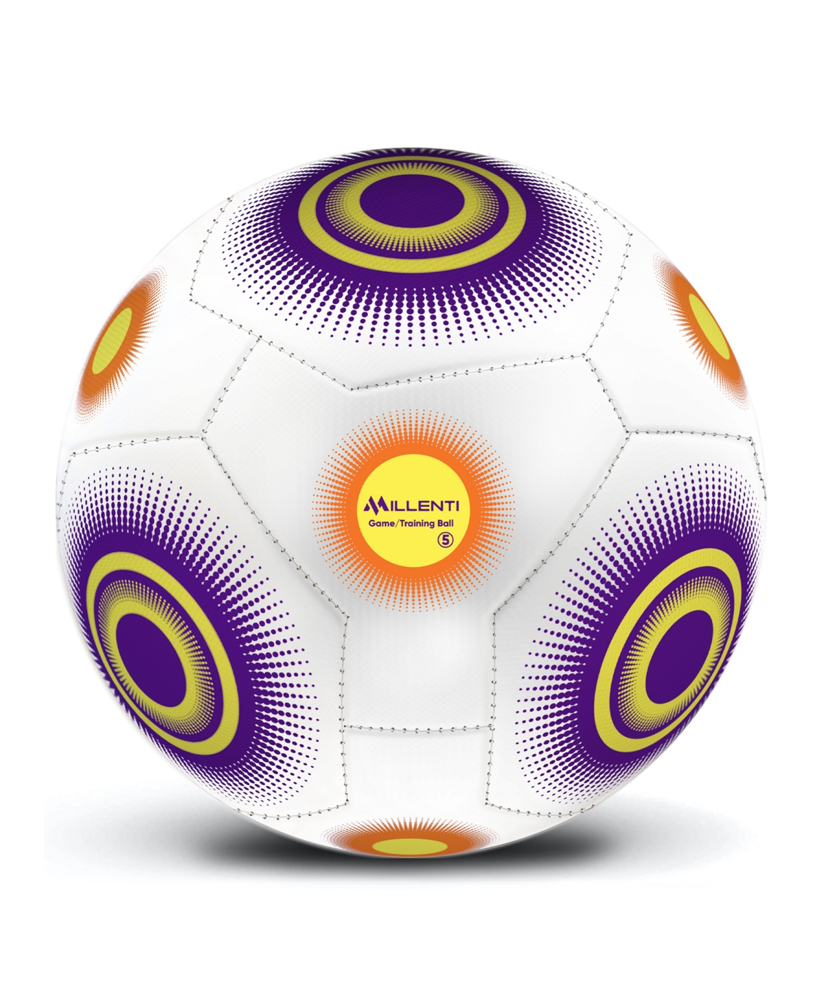 Millenti Us Soccer Ball Official Size 5 - Knuckle-it Pro With High-visibility Easy-to-track Design Thermal Fu In White/purple/orange/yellow